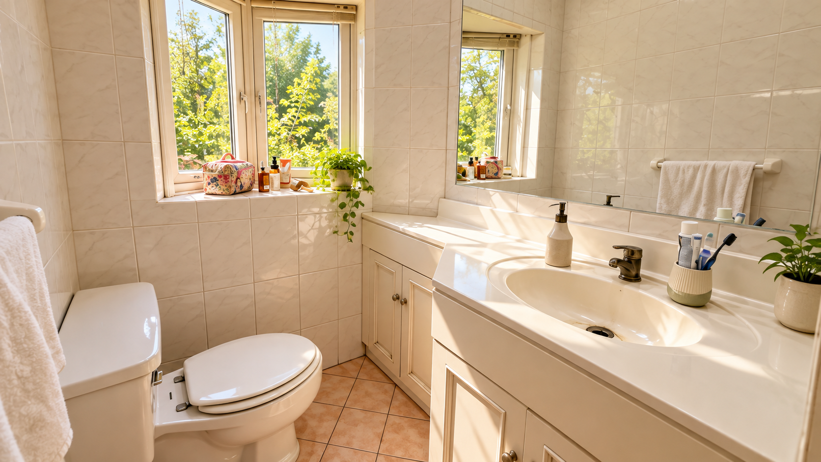 12- Baño Luminoso con Ventana y Plantas